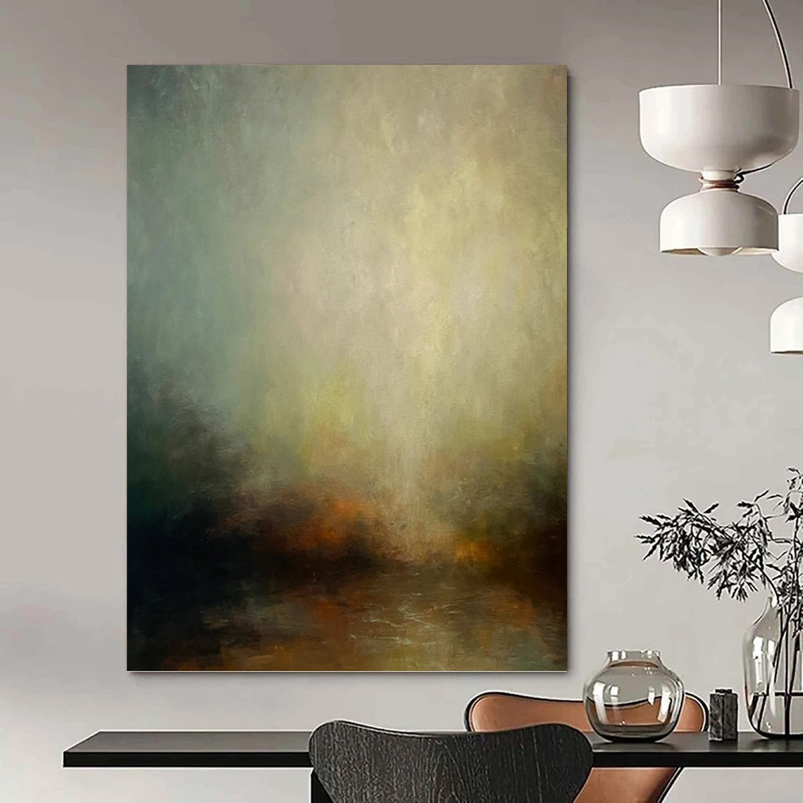 Palace - Scaled Vertical Hand - Painted Custom Abstract Narrative (with Exquisite Textures), for Bedroom and Bar DKH1535