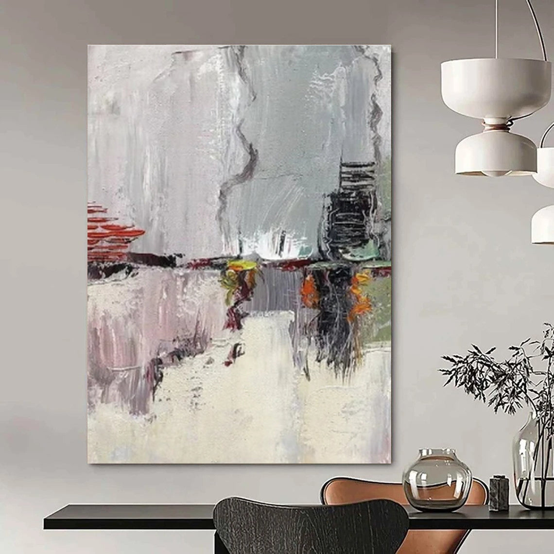 Large-Scale Hand-Painted Abstract Mural for Office & Hotel Sustainability Zones LargeART1459