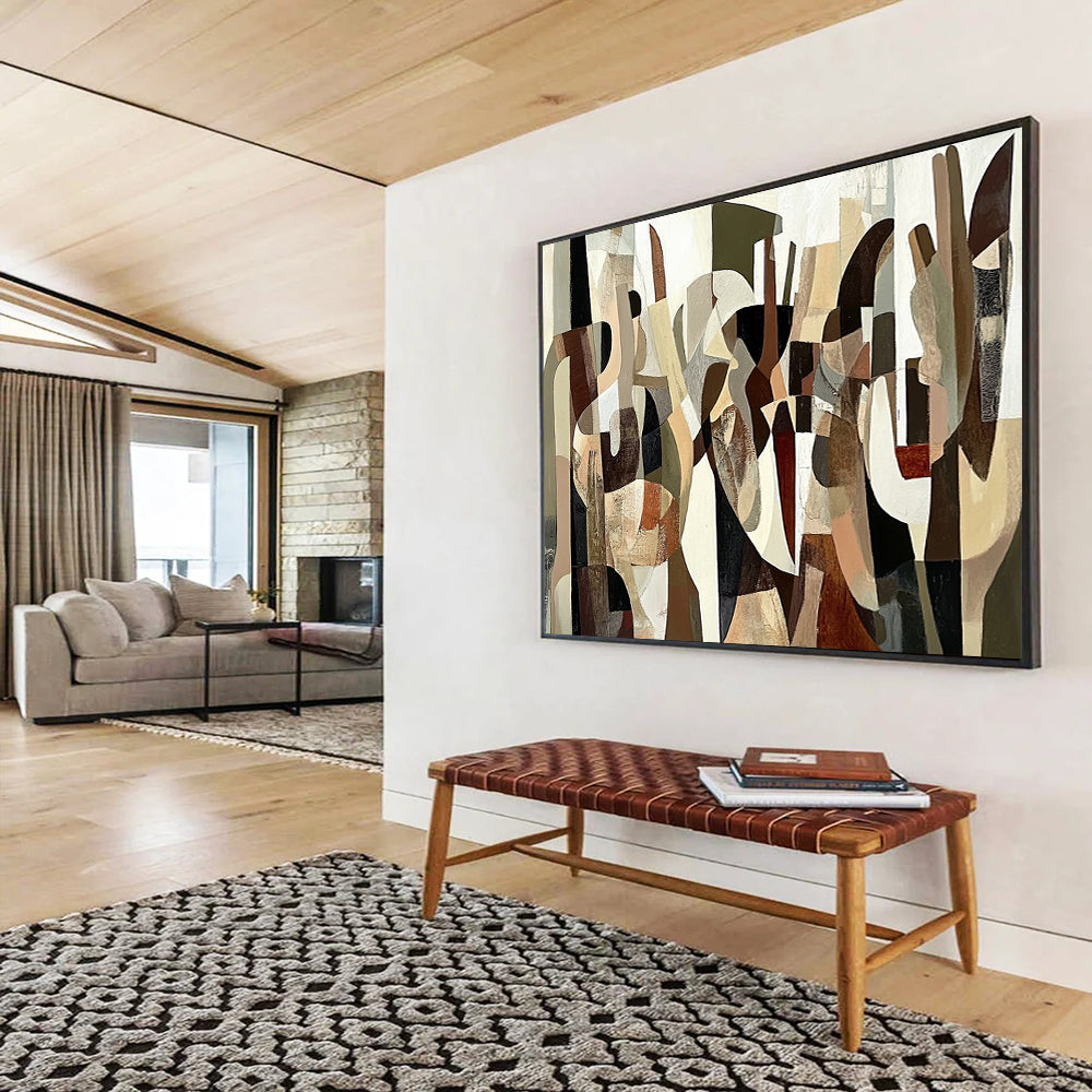 “Neutral - Toned Abstract Shapes” - Minimalist Abstract Painting On Canvas HB0523