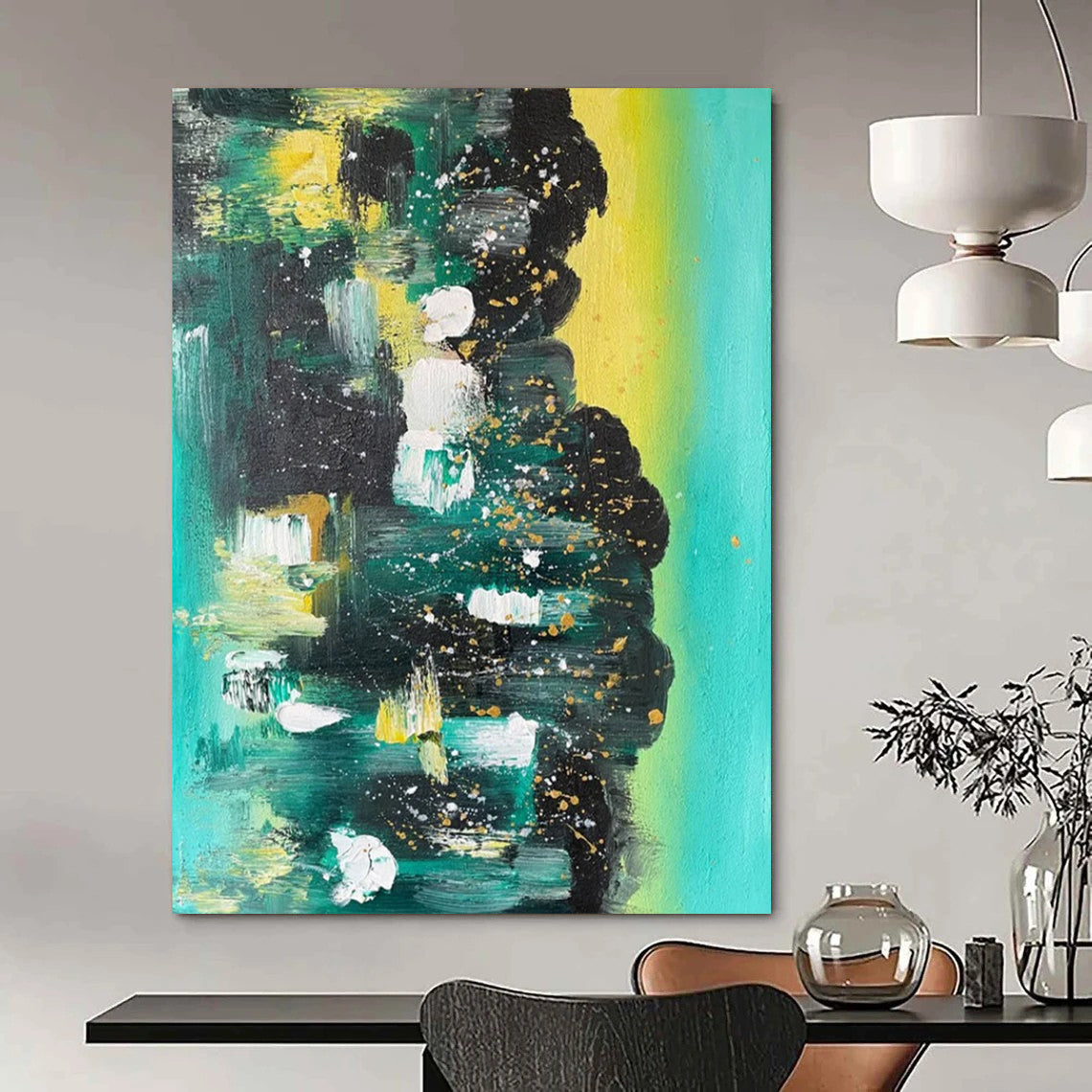 Extended - Sized Hand - Painted Custom Abstract Canvas for Bedroom and Hallway DTP038