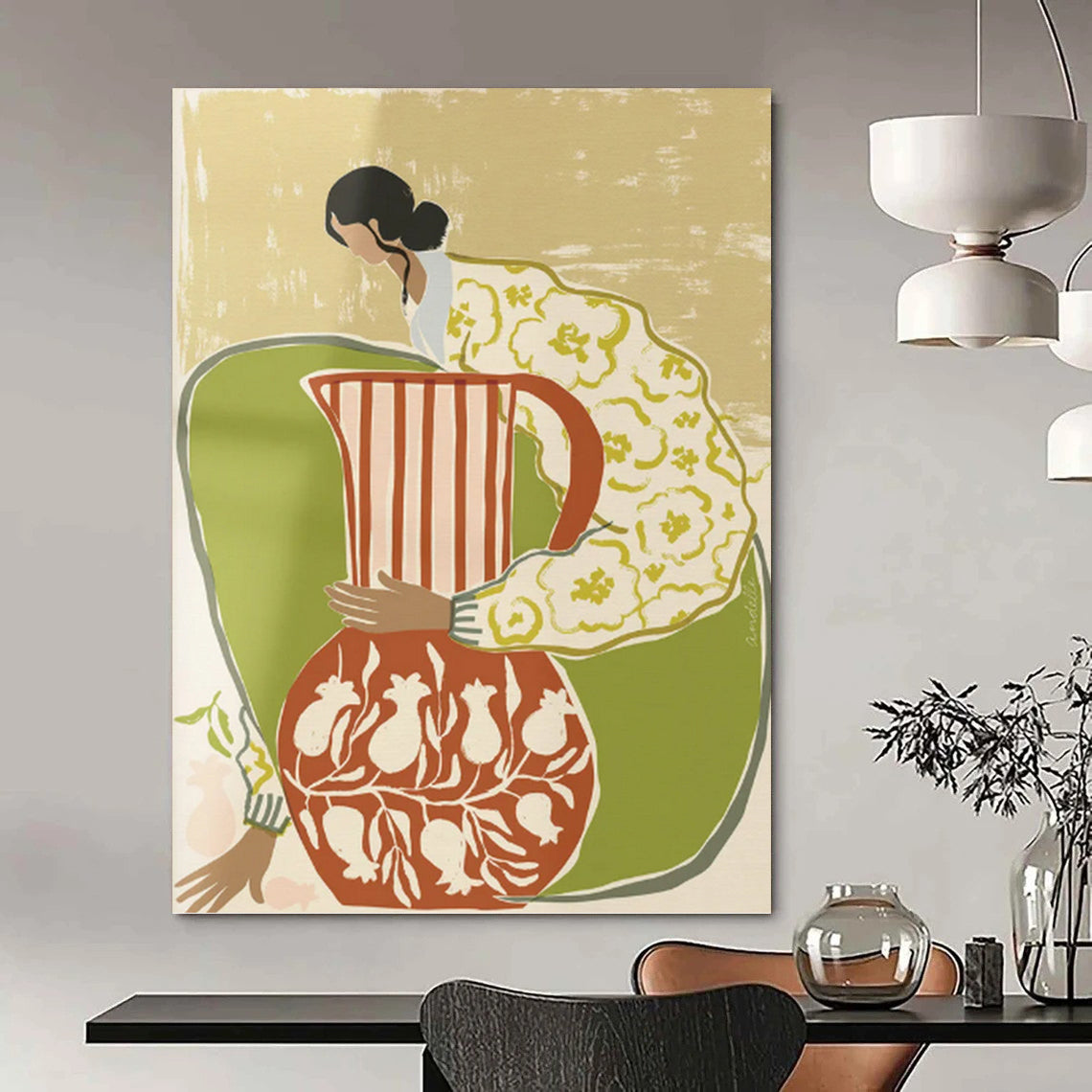 Artfully Designed Hand - Painted Textured Canvas Mural for Hallway & Bar DKH1145