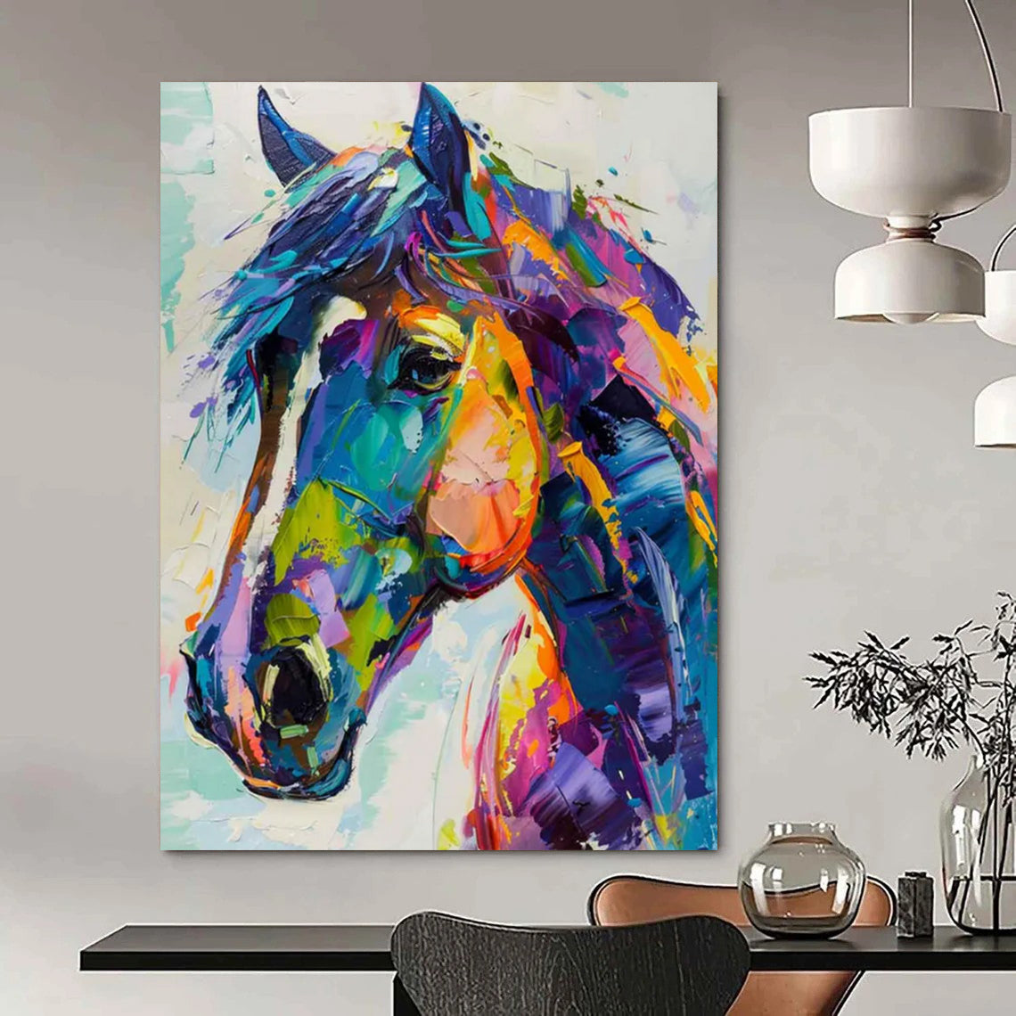 Aurora Reverie: Colossal Hand - Painted Custom Abstract Gem for Living Room and Office DTP086