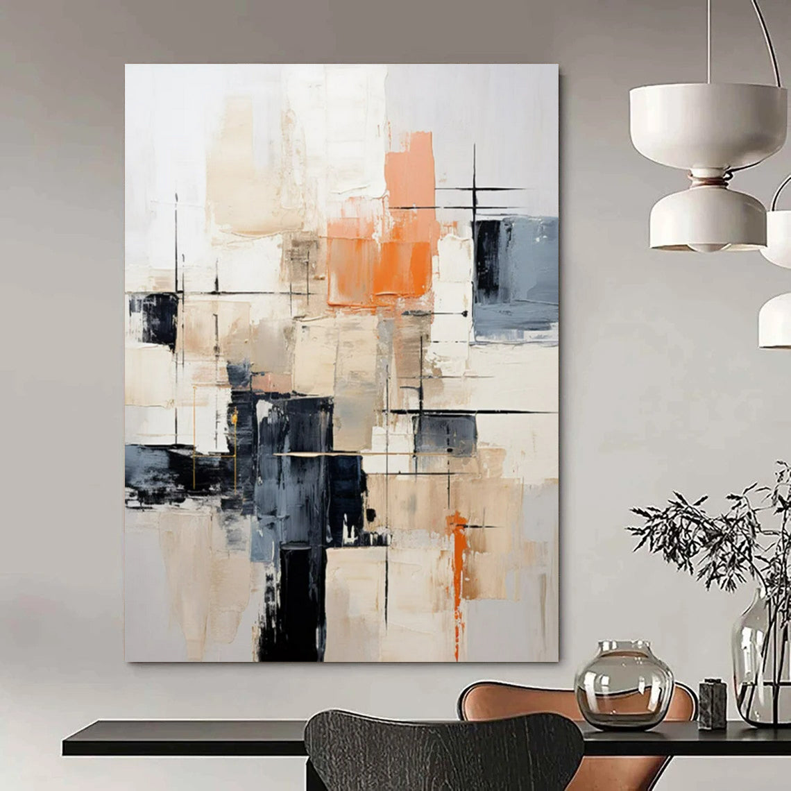 Large-Format Hand-Painted Abstract Canvases for Bedroom & Office LargeART2261