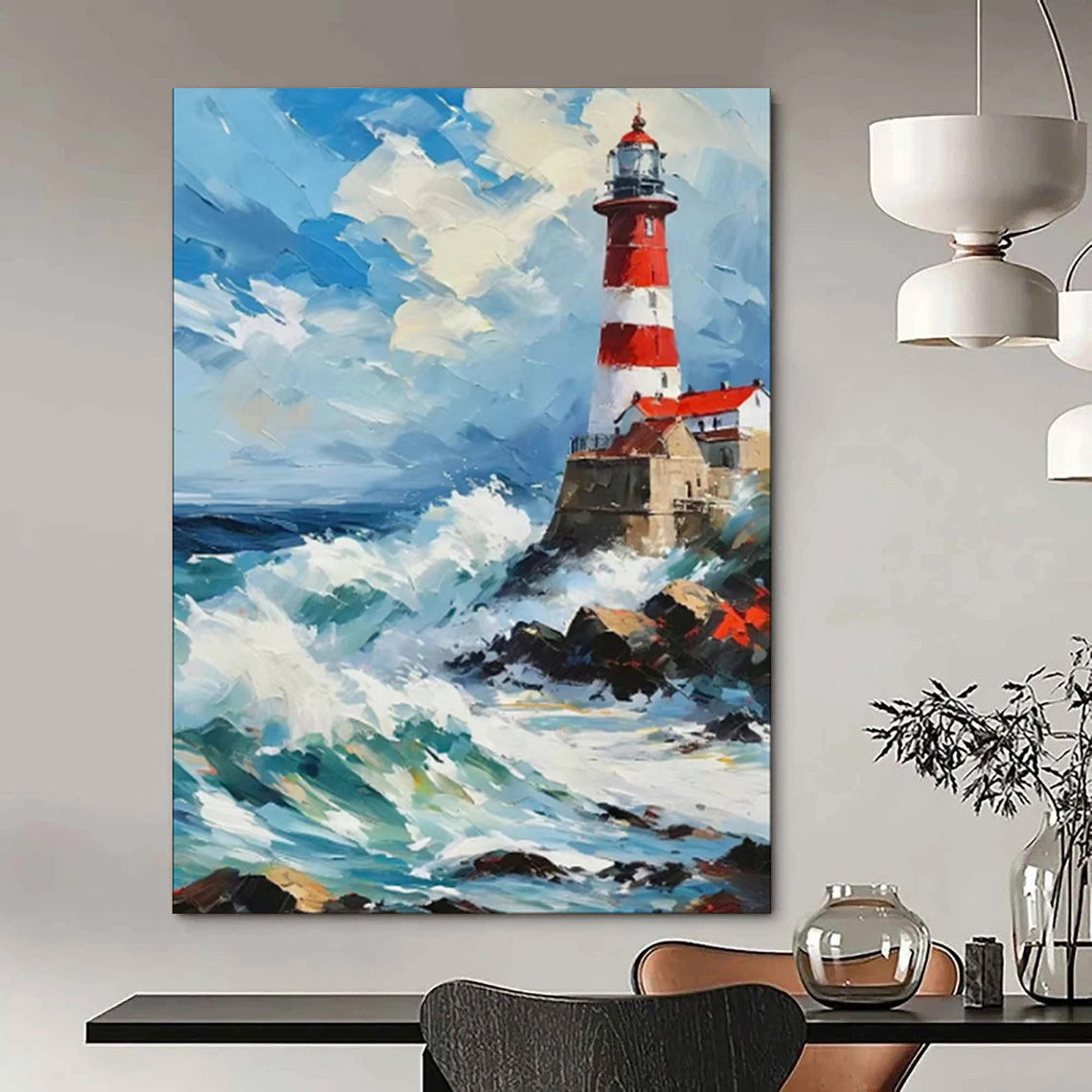 Custom Hand-Painted Abstract Art for Hallway & Bar LargeART1892
