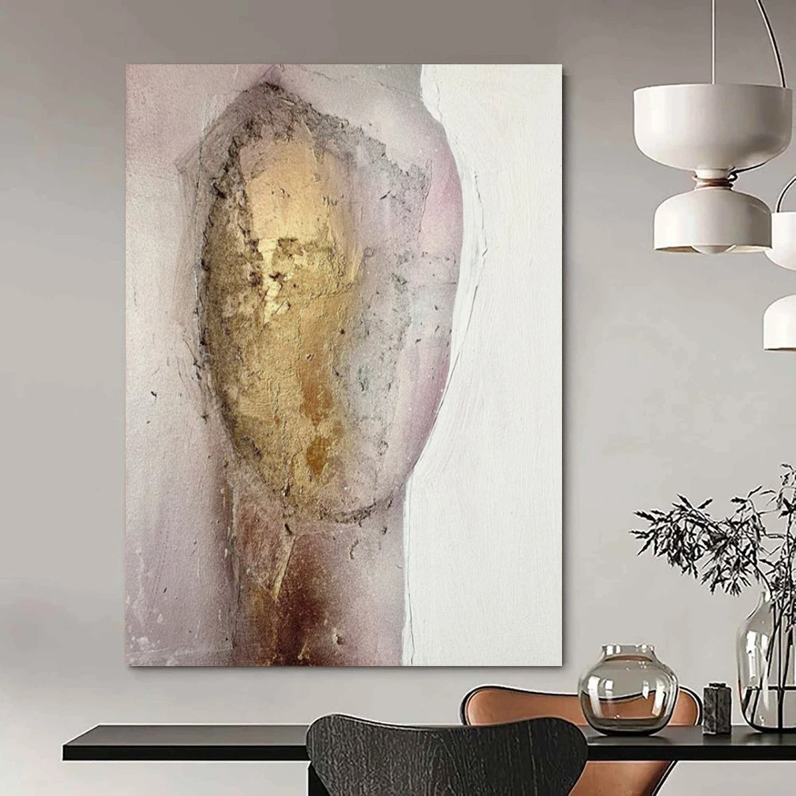 Oversized-Scale Hand-Painted Abstract Canvas for Bedroom & Reading Nook LargeART2222
