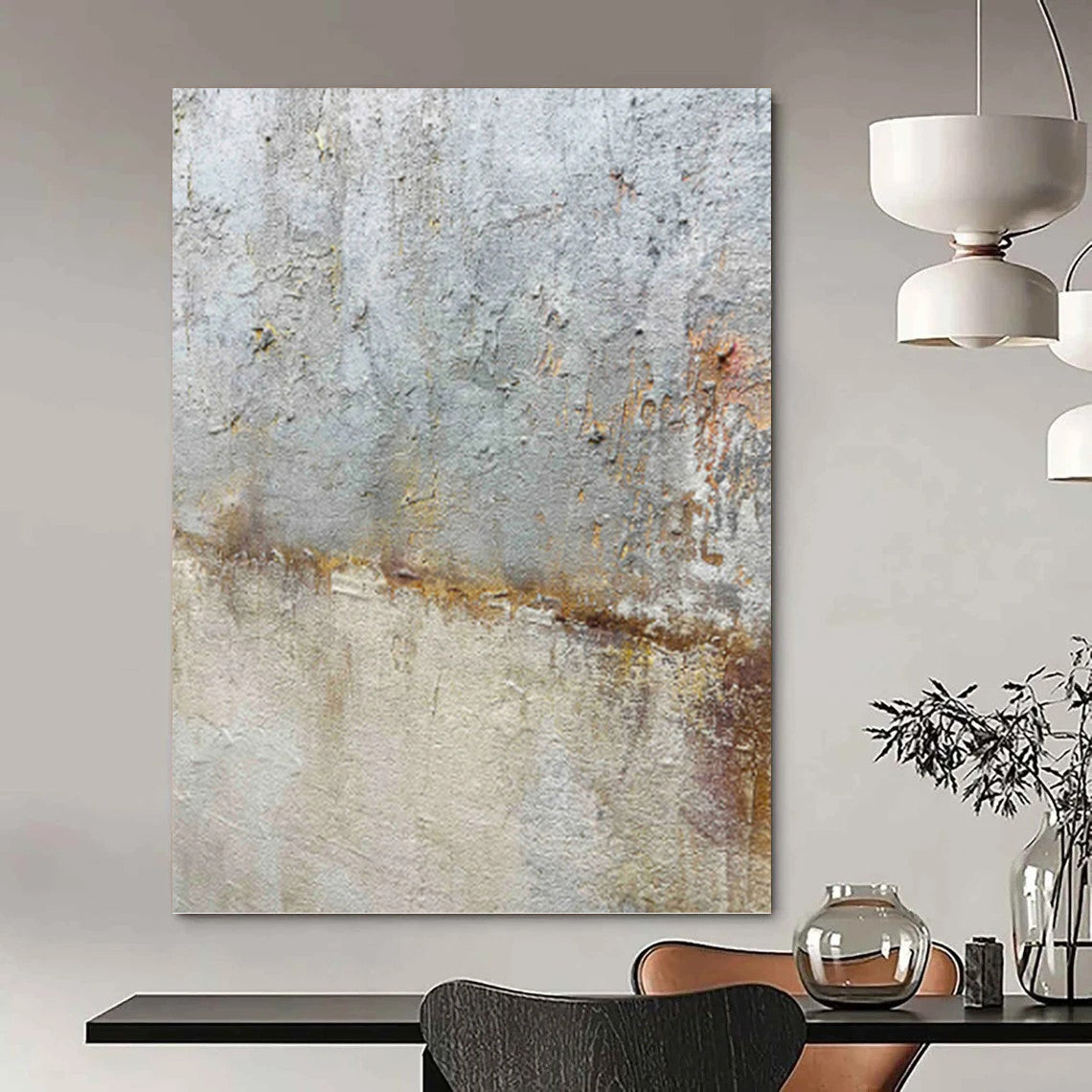 Enormous - Sized Hand - Painted Textured Custom Abstract Ode, for Living Room and Entryway DKH1508