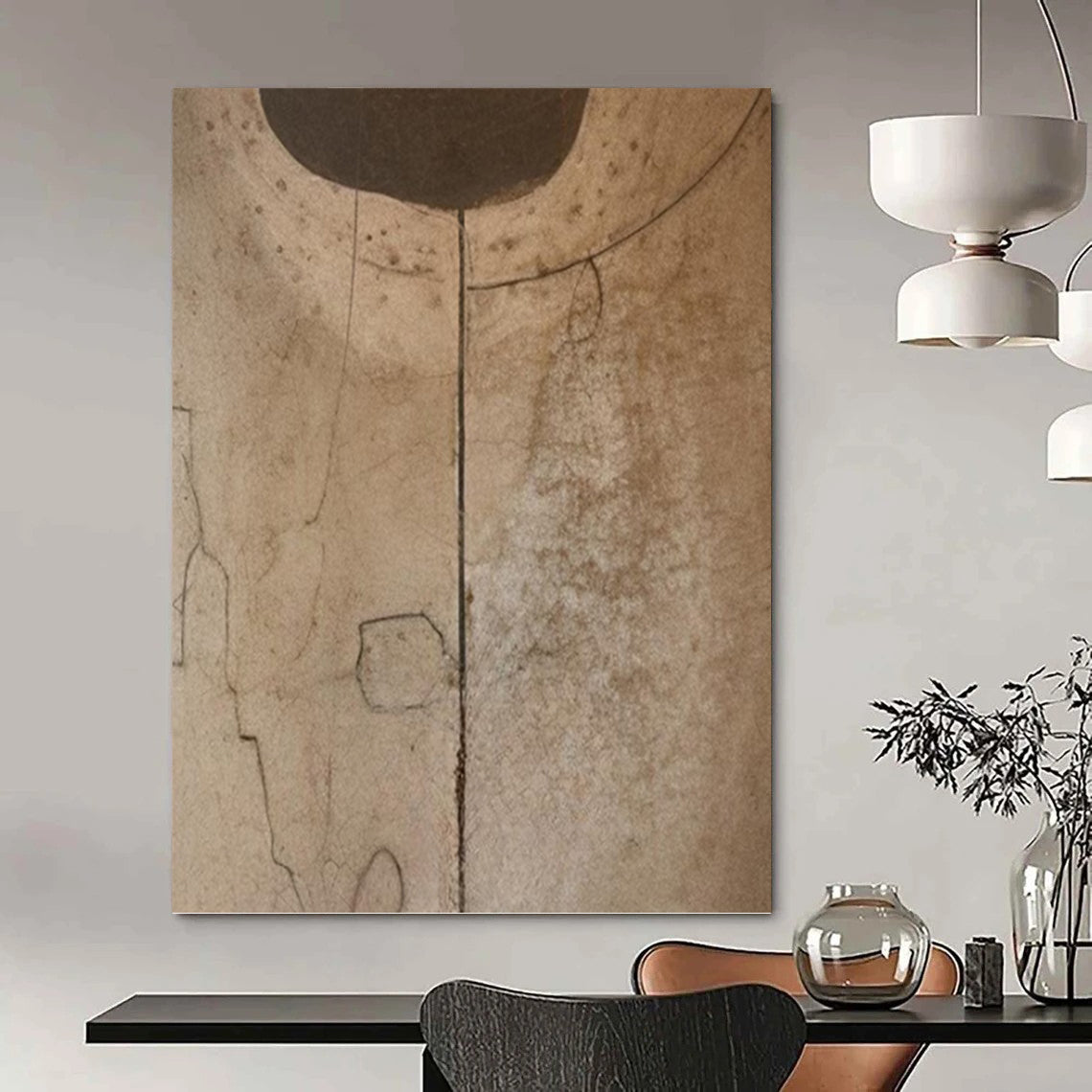 Large - Sized Vertical Custom Abstract Hand - Painted Masterpiece for Office and Dining Room DKH1660