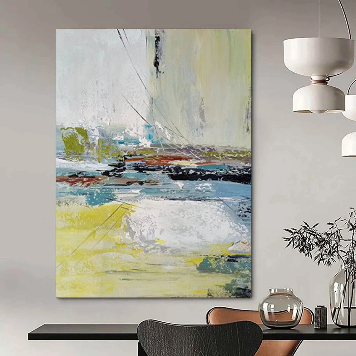 Jumbo - Sized Hand - Painted Custom Abstract Painting for Office and Bedroom DTP052