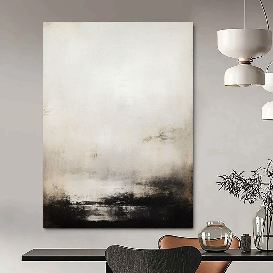 Vast - Expansive Hand - Painted Textured Custom Abstract Artifact, for Decorating Bedroom and Office DKH1498