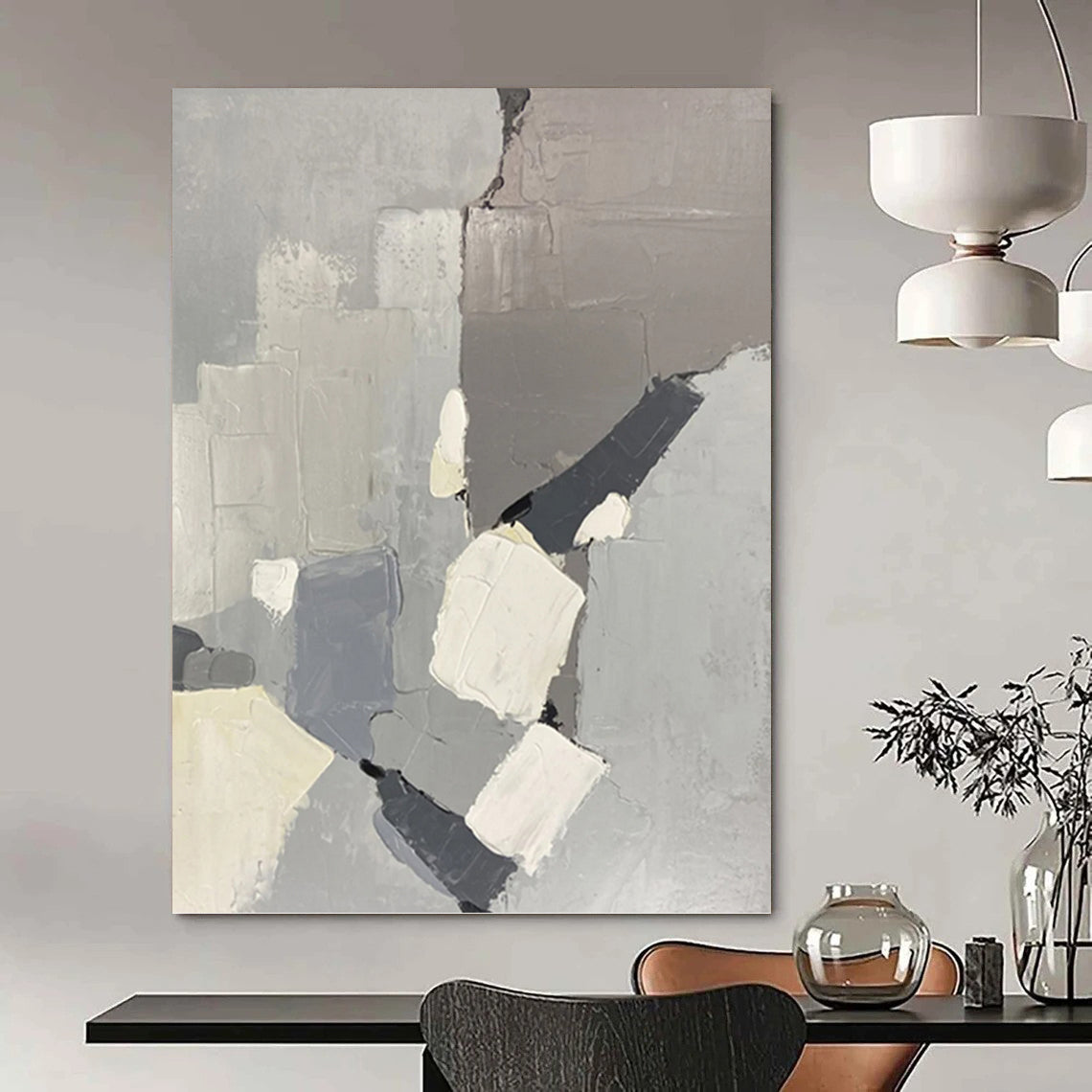 Majestic Vertical Hand - Painted Textured Custom Abstract Epoch for Living Room and Hotel DKH1586