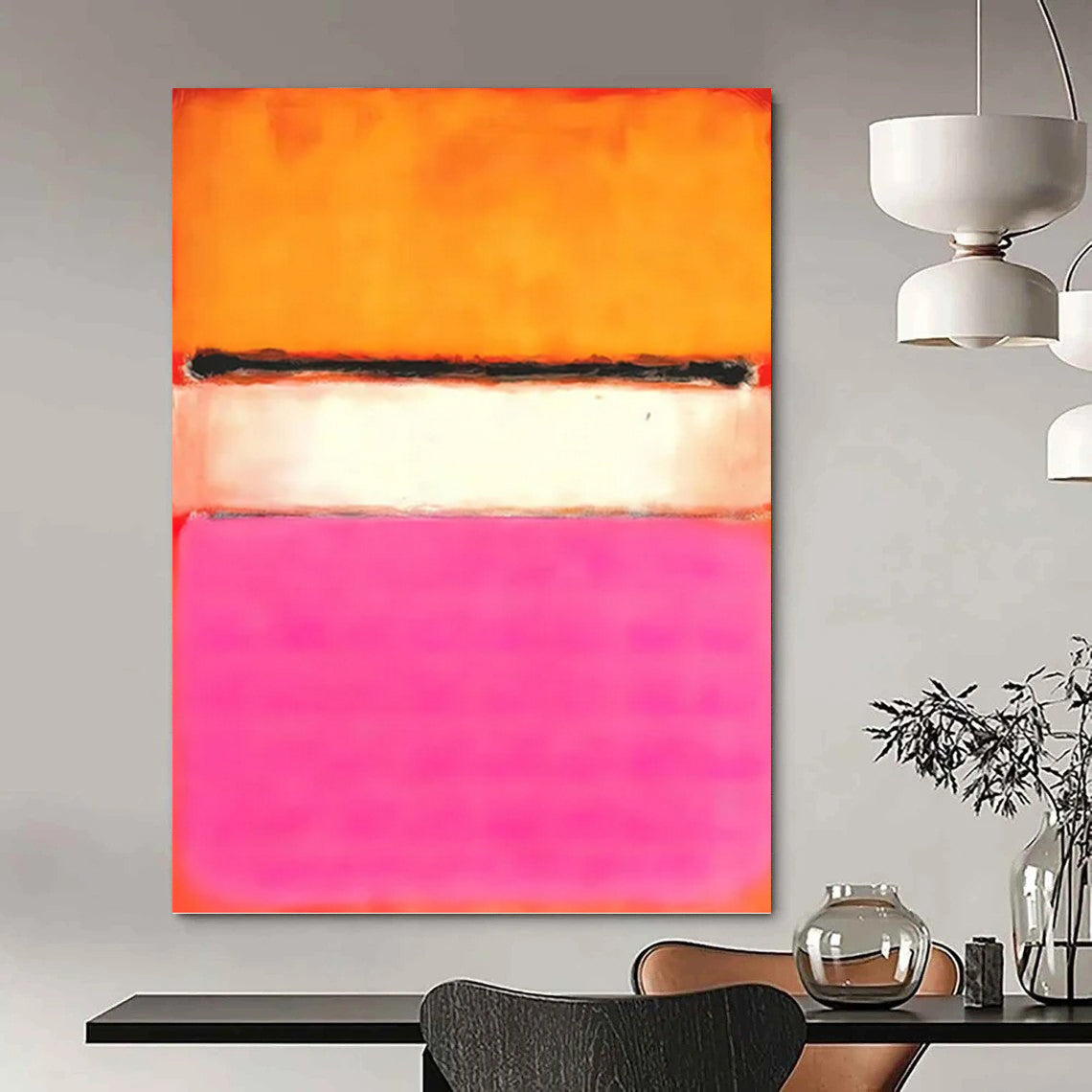 Gargantuan Vertical Hand - Painted Textured Custom Abstract Canvas with Coral - Reef Textures, for Entryway and Hallway DKH1608