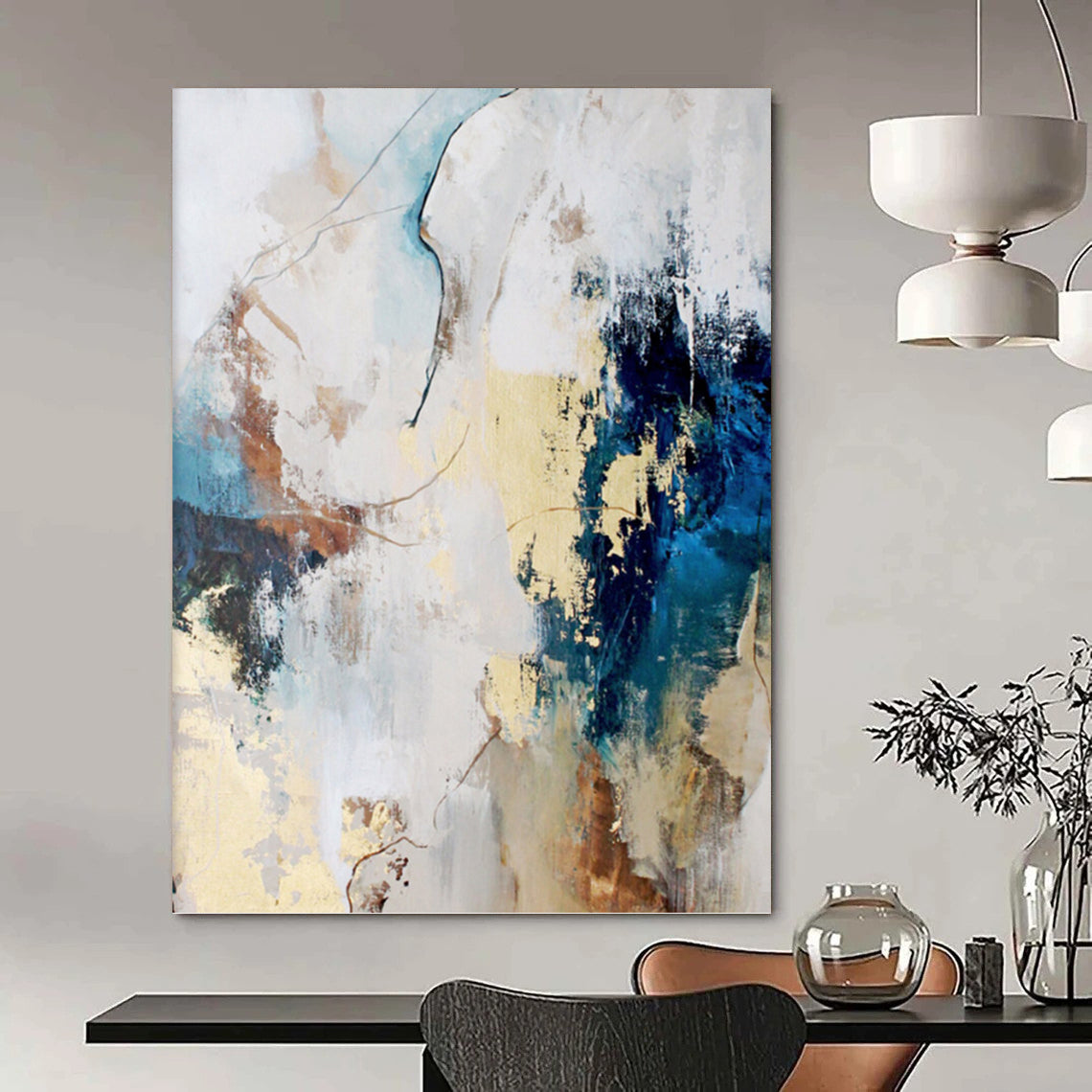 Immense Custom - Textured Hand - Painted Abstract Art for Hallway & Dining Room DKH1018