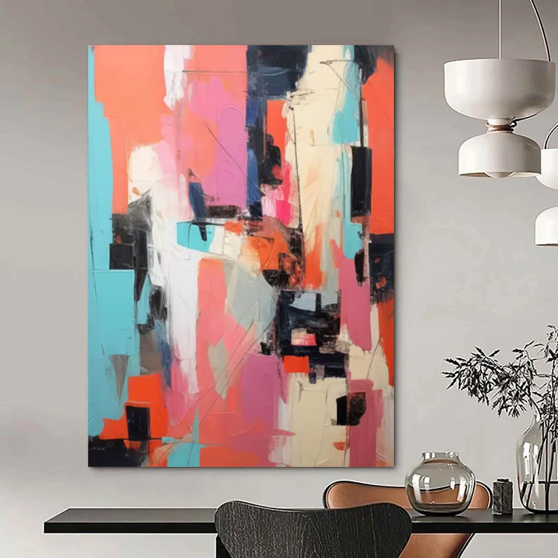 Autumn Leaves: Immense - Scale Hand - Painted Custom Abstract Creation for Living Room and Office DTP127