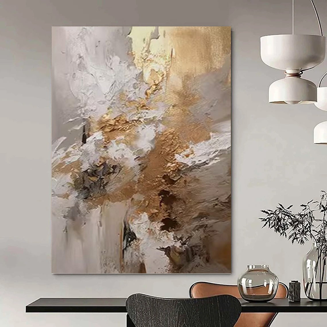 Productively Oversized Hand - Painted Textured Abstract Canvas for Home Office & Study Nook DKH1246