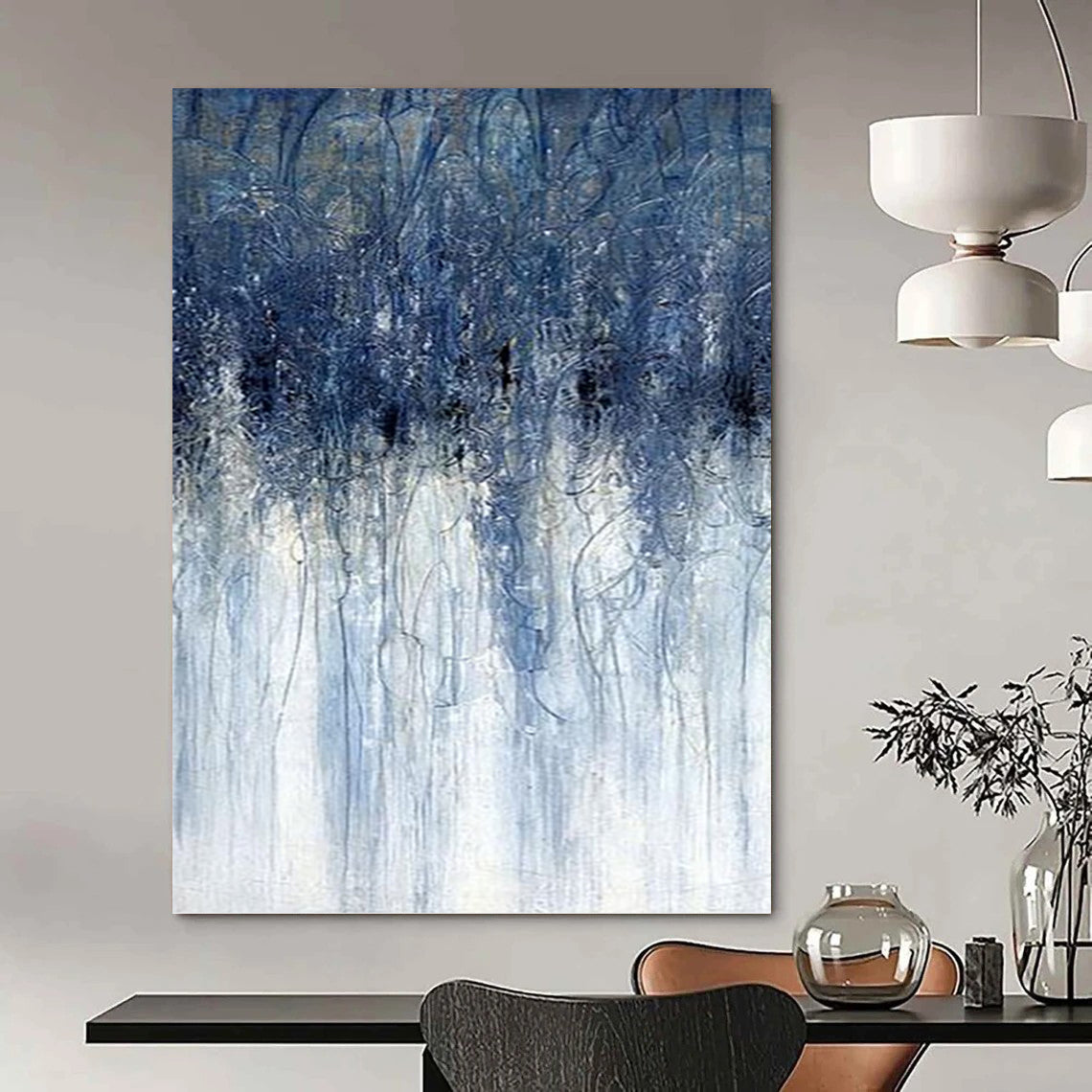 Gargantuan - Format Vertical Hand - Painted Custom Abstract Sonnet (with Captivating Textures), for Dining Room and Hotel DKH1537