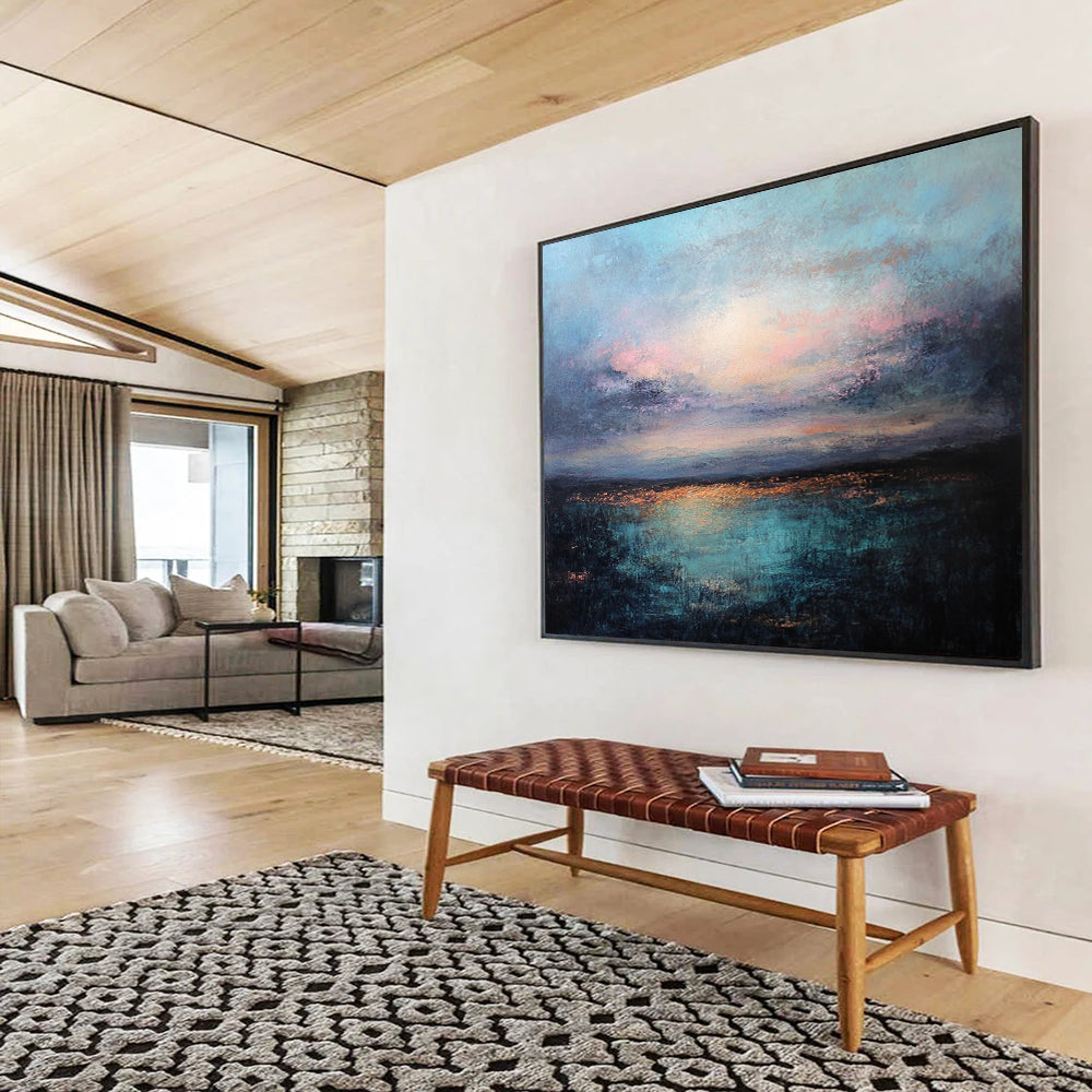“Dreamy Coastal Sunset” - Blues, Pinks, Purples, Oranges, Ocean Sunset - Textured Oil Painting HB1573