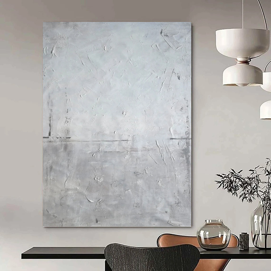 Towering Vertical Hand - Painted Custom Abstract Tapestry (with Oceanic Textures) for Dining Room and Hotel Lobby DKH1581