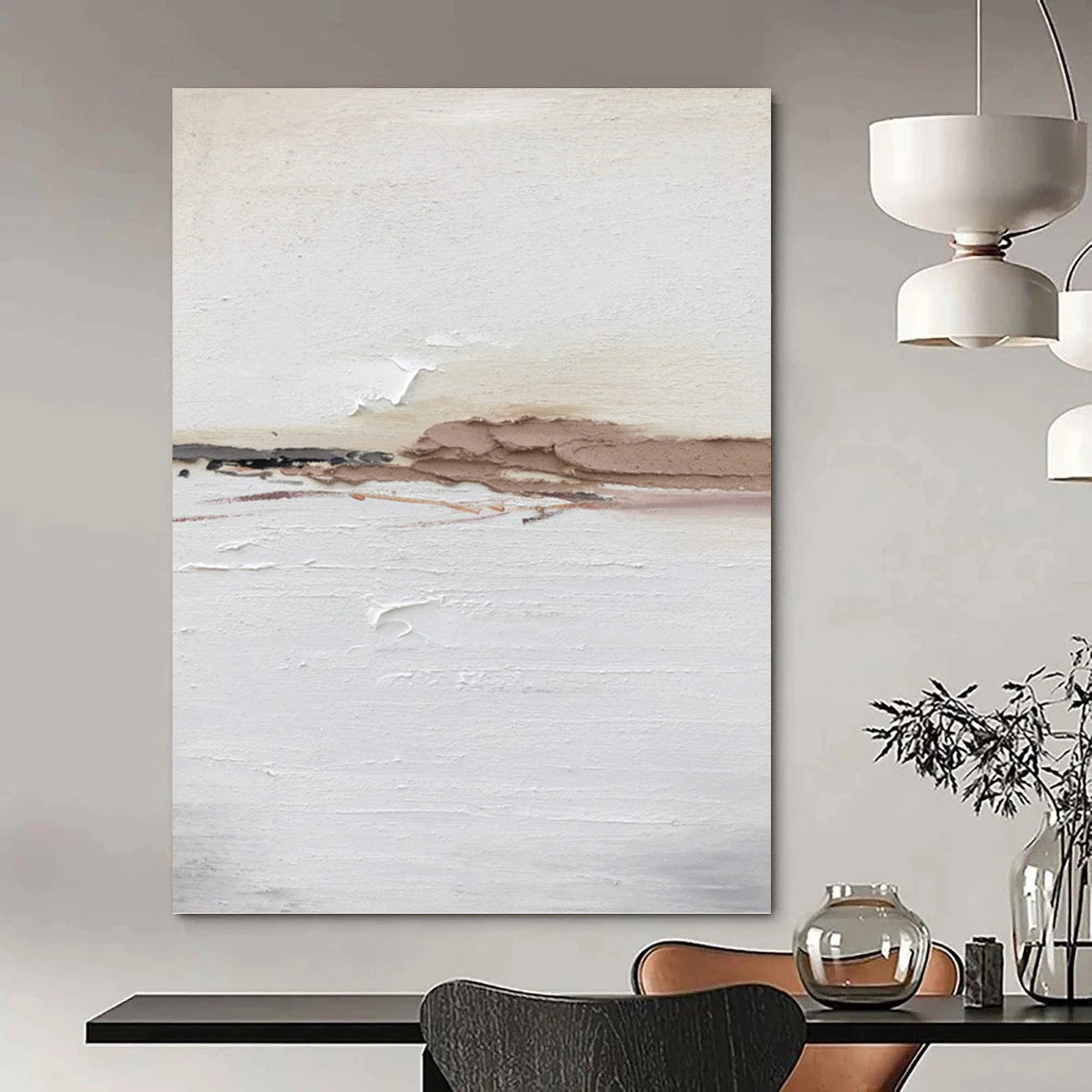 Custom Vertical Hand - Painted Textured Abstract Painting for Bedroom and Hallway DKH1678