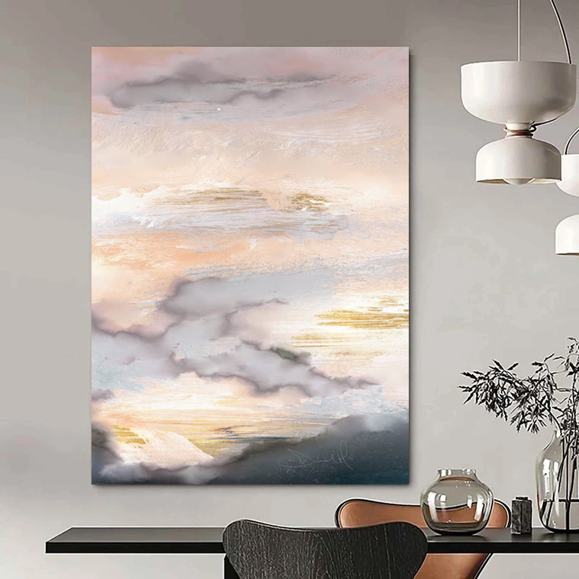 Custom Handmade Abstract Paintings: Large Dimensions, Textured Details DTP166