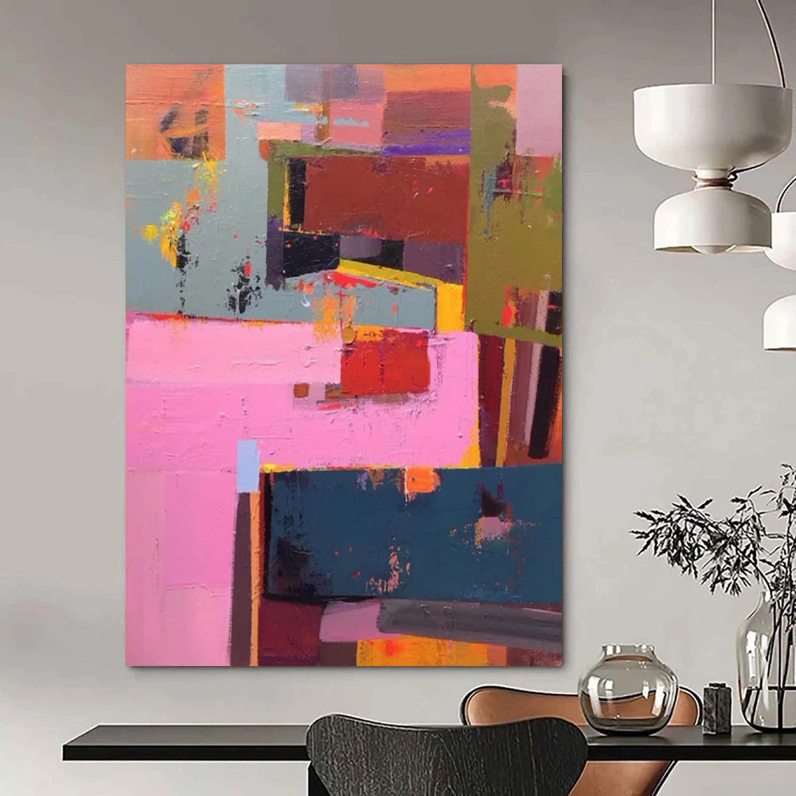 Stupendous Hand - Painted Custom Abstract Artwork for Office and Entryway DTP032