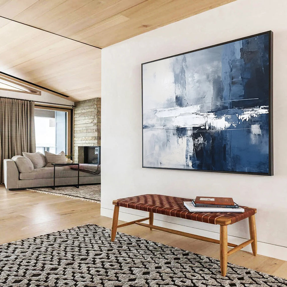 Blue - Gray Abstract Cityscape - Modern Office Decor DLZ103