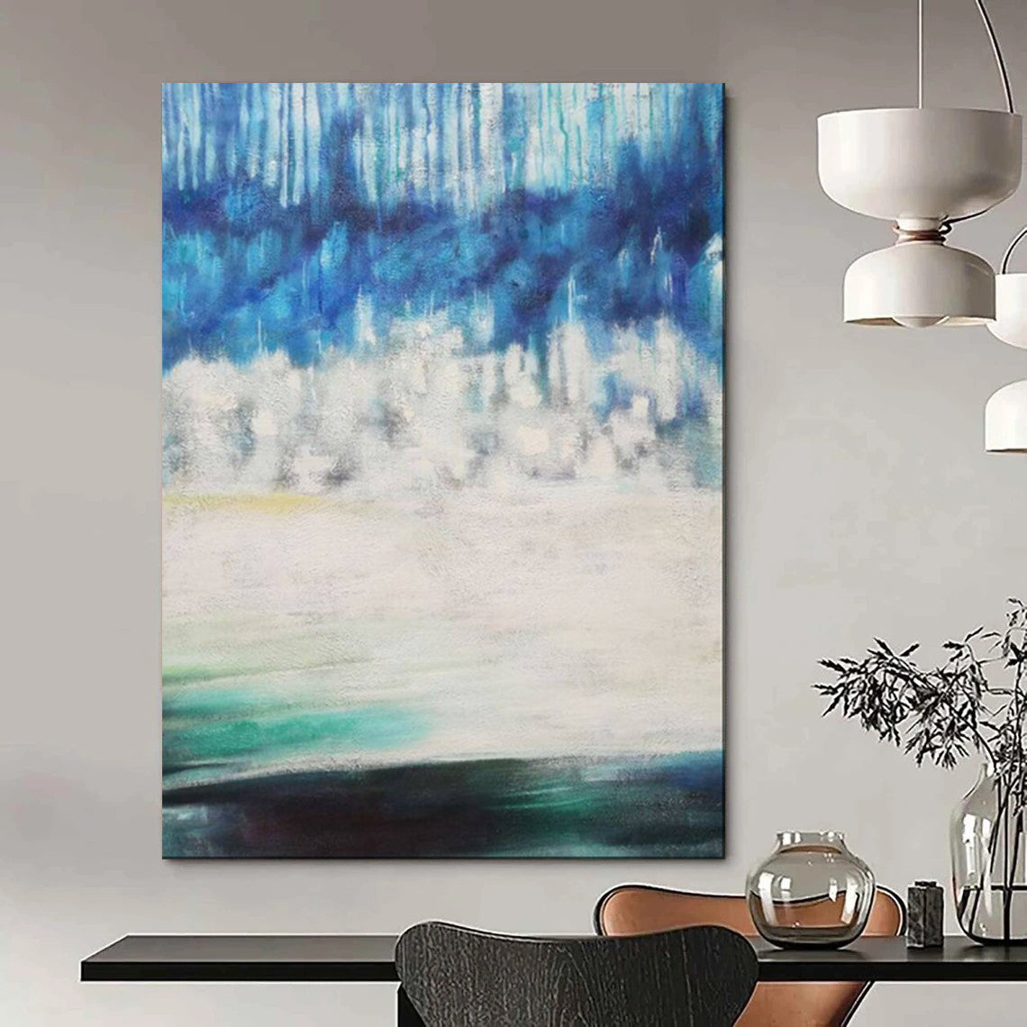 Dramatic & Bold Hand-Painted Custom Abstract Painting for Living Room & Hotel LargeART1974