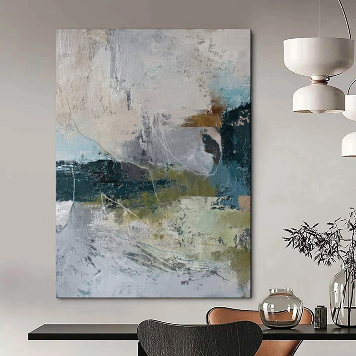 Custom Hand-Painted Abstract Painting for Office & Dining Room LargeART1922