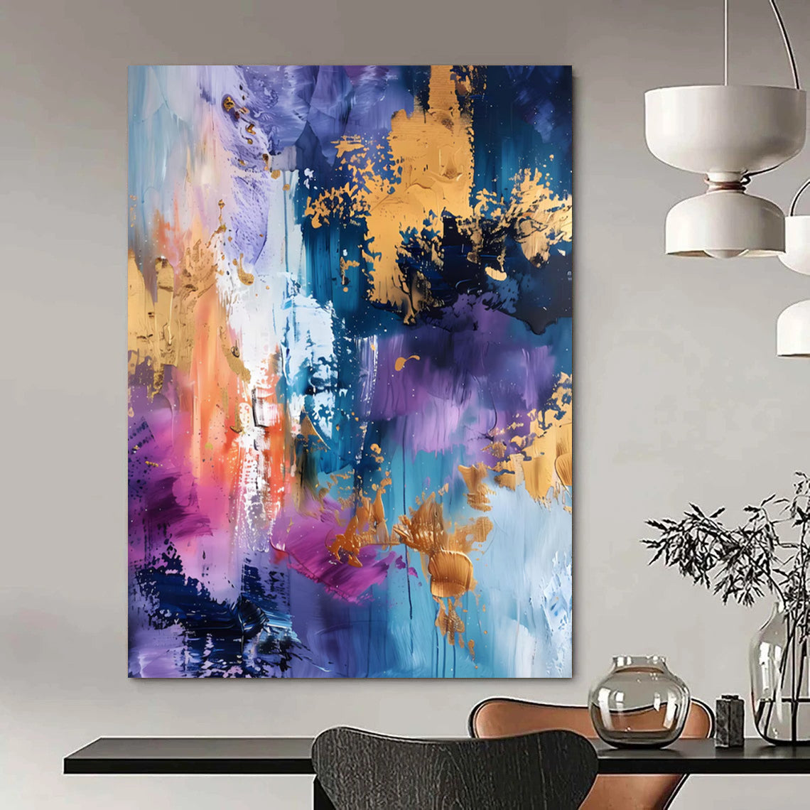 Large Custom Abstract Paintings: Textured Styles for Office & Hallway DTP282