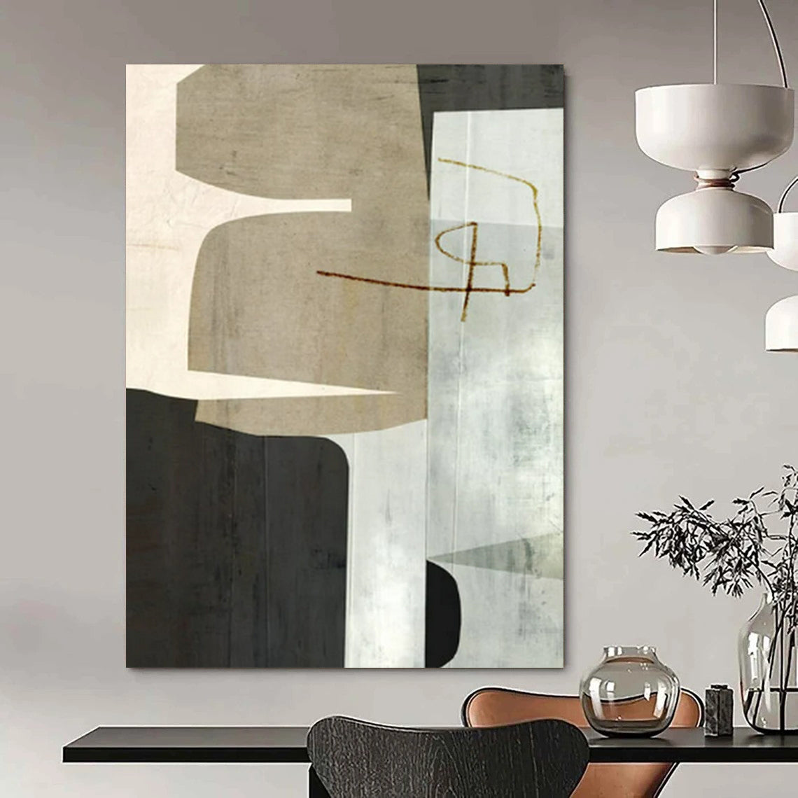 Large-Format Hand-Painted Abstract Canvases for Living Room & Office LargeART2319