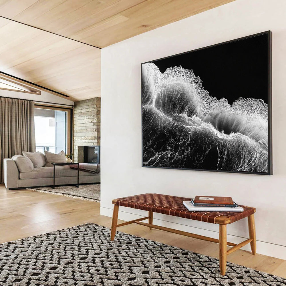 “Monochrome Wave Dynamics” - Blacks, Whites, Textured Waves - Photographic Art HB1620