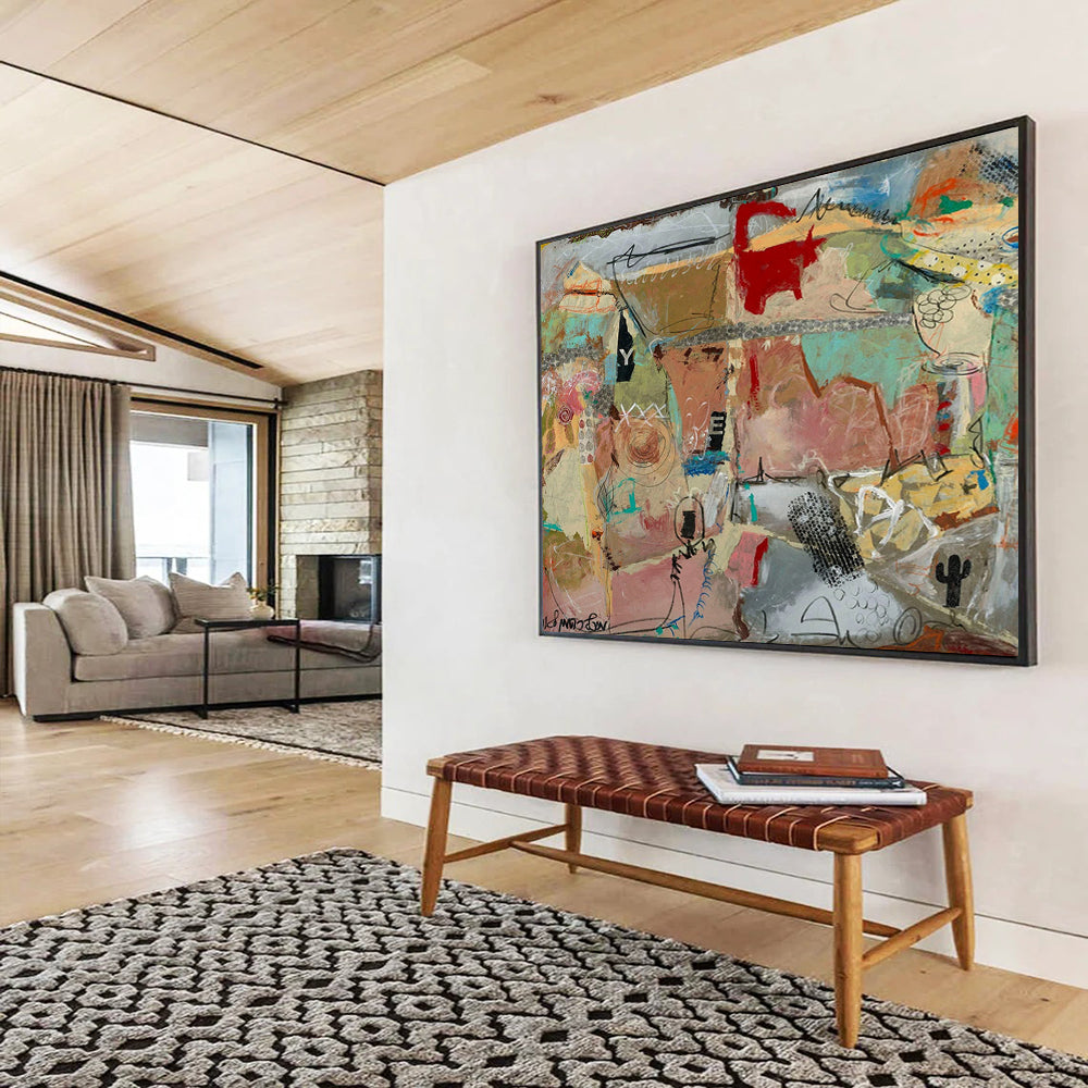 Earth - Toned Abstract Collage - Rustic Living Room or Office Art DLZ243