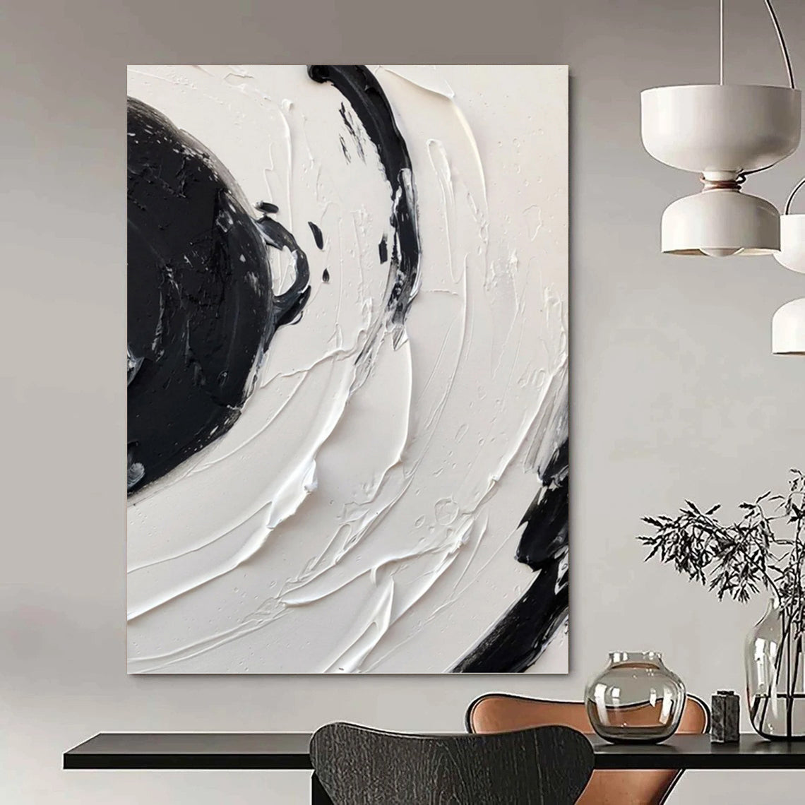 Vertical Hand - Painted Custom Abstract Artwork for Living Room and Hotel DKH1677