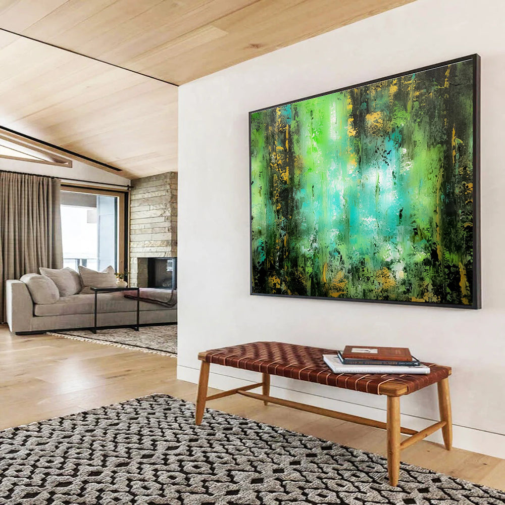 Dynamic Large Abstract Painting with Energetic Textured Strokes for Bar & Hotel Suite DKH921