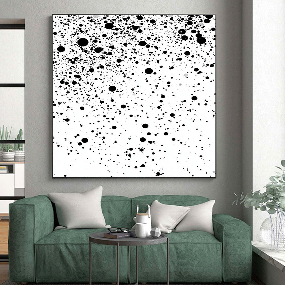 Black Dots on White - “Cosmic Particle Shower” Painting On Canvas HB184