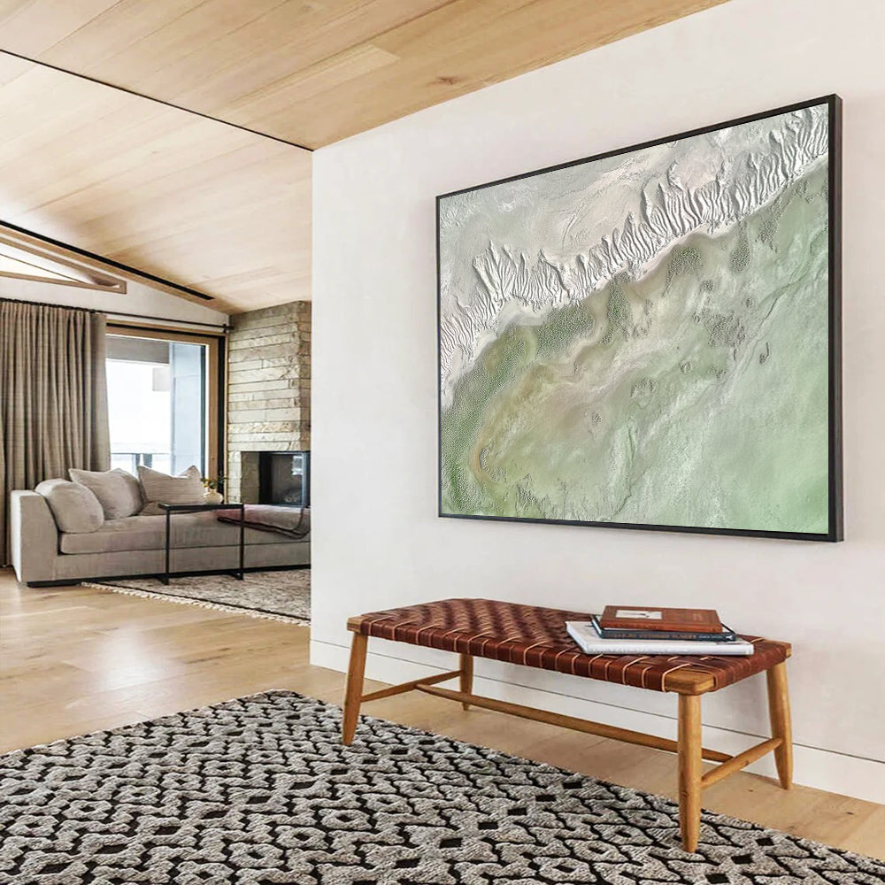 “Textured Earth Aerial” - Greens, Browns, Grays, Aerial View of Textured Terrain - Abstract Acrylic Painting HB1739