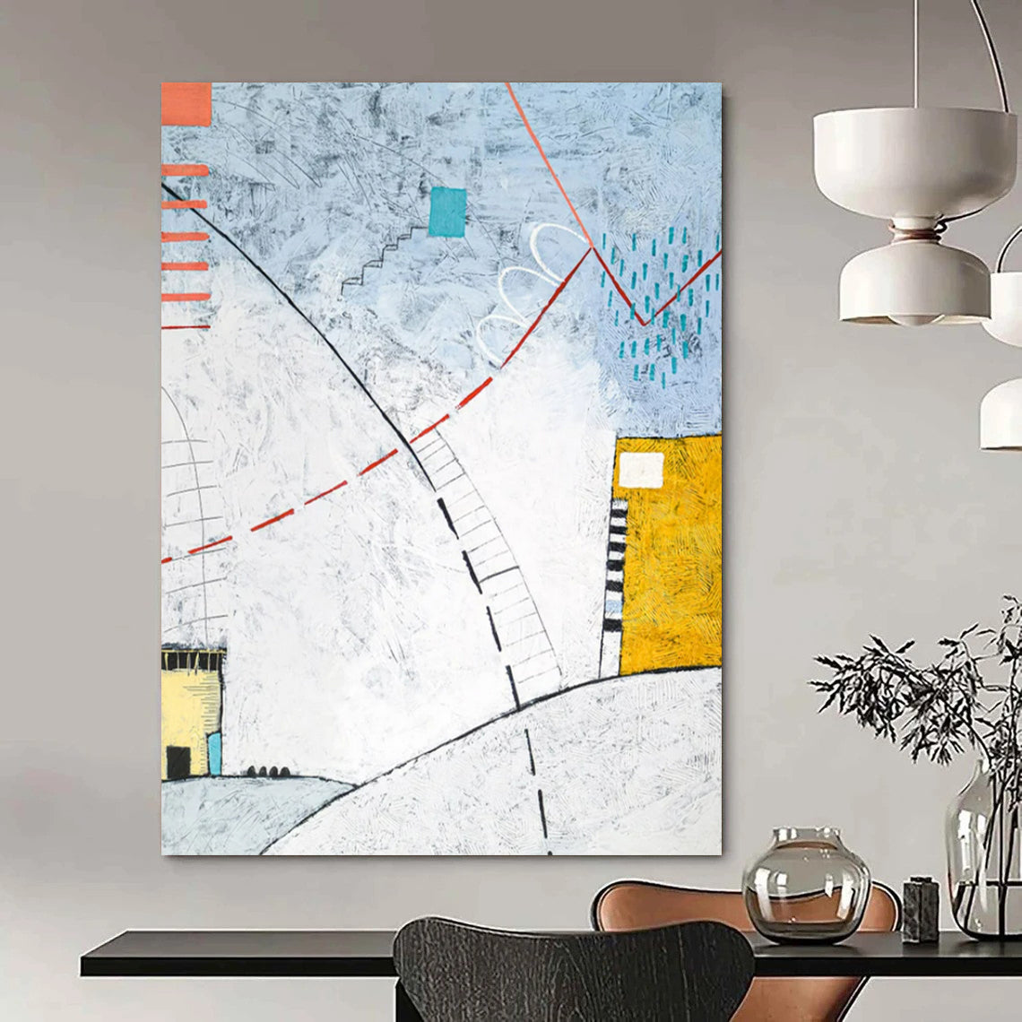 Glamorous Tremendous Hand-Painted Abstract Wall Murals: Enrich Your Bar & Hallway LargeART2381