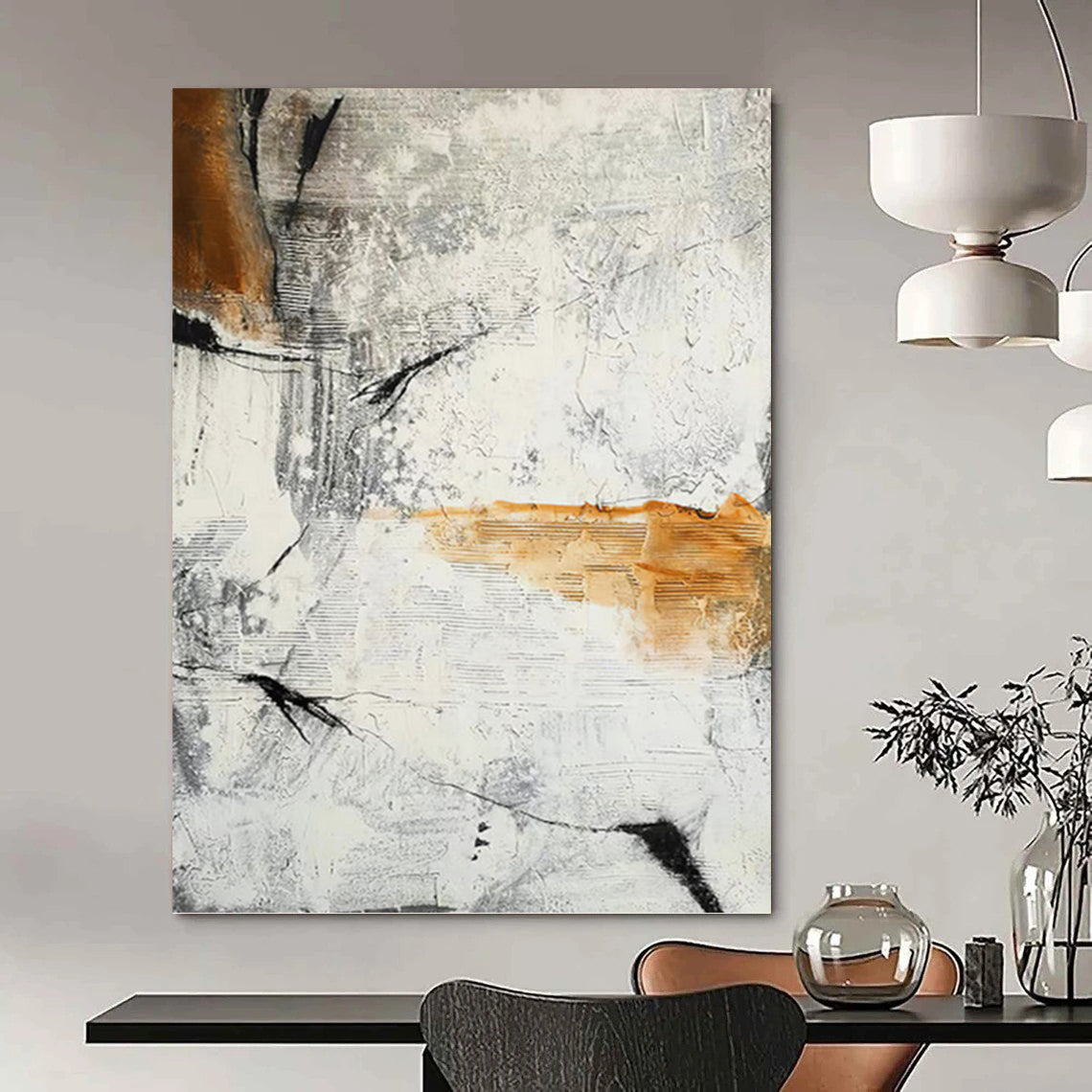 Extra - Large Hand - Painted Textured Custom Abstract Canvas, for Decorating Bar and Entryway DKH1457