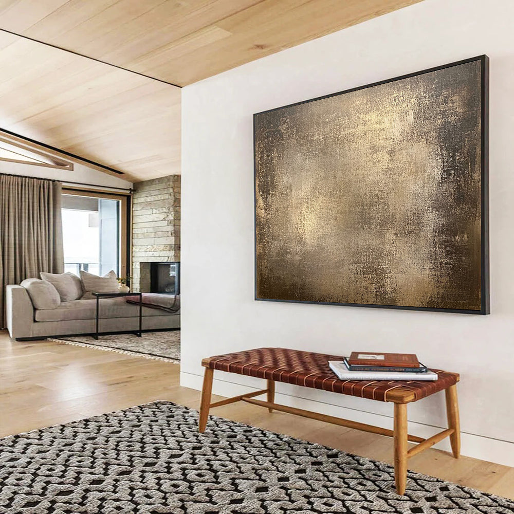“Bronze - Toned Textured Canvas” - Shades of Brown, Metallic Gold, Abstract Grunge - Acrylic Painting HB1616