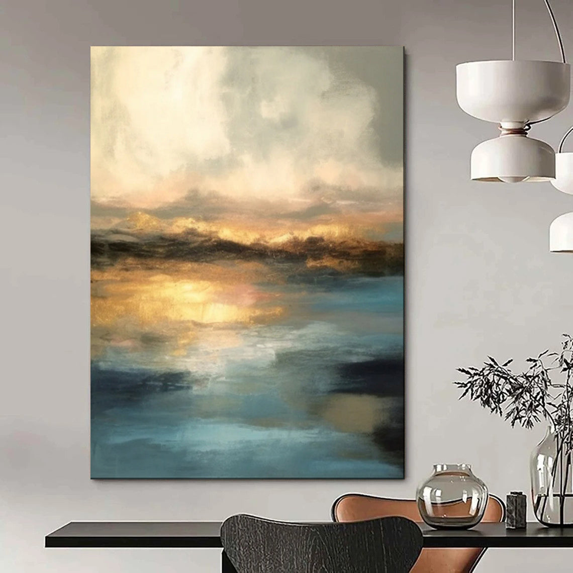 Custom Hand-Painted Abstract Mural for Office & Hotel LargeART1940