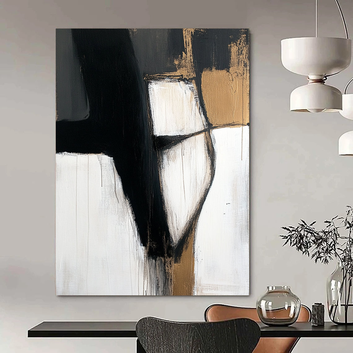 Contemporary abstract artwork featuring an ancient cross textured canvas with hand stitching in grey blue and beige tones minimalistic design. DLZ0946