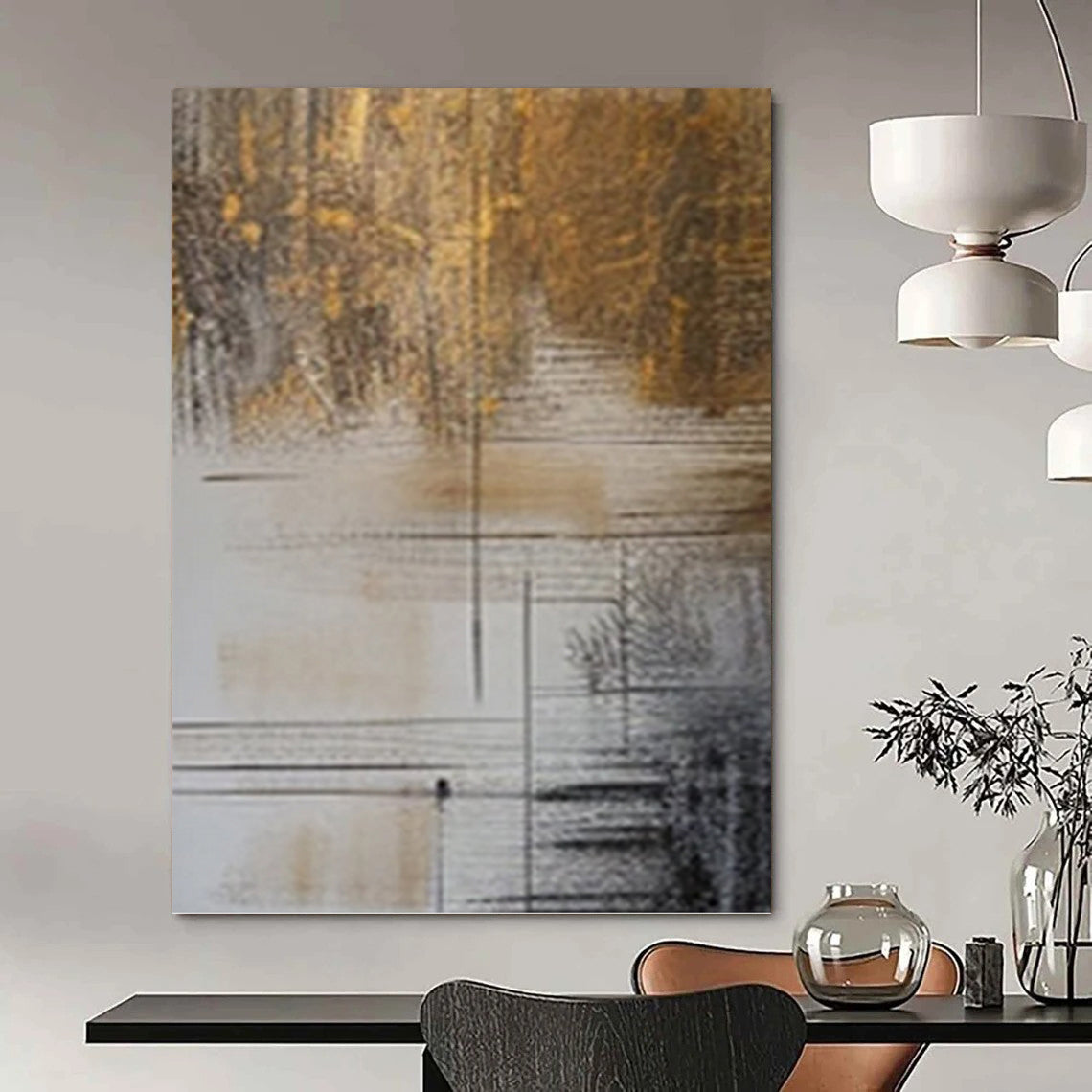 Large - Scale Hand - Painted Custom Textured Abstract Art for Bedroom & Living Room DKH0980