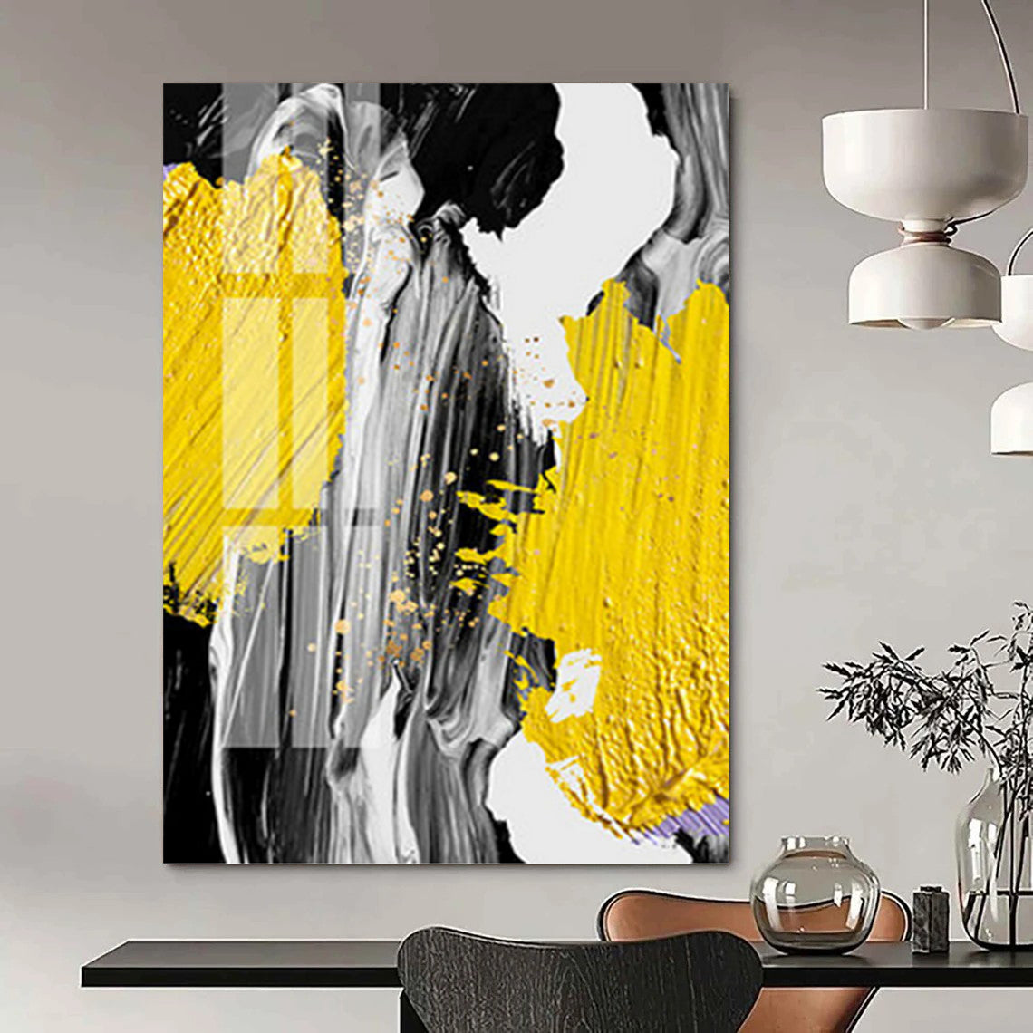 Vast - Expansive Vertical Hand - Painted Textured Custom Abstract Artifact, for Decorating Bedroom and Office DKH1526