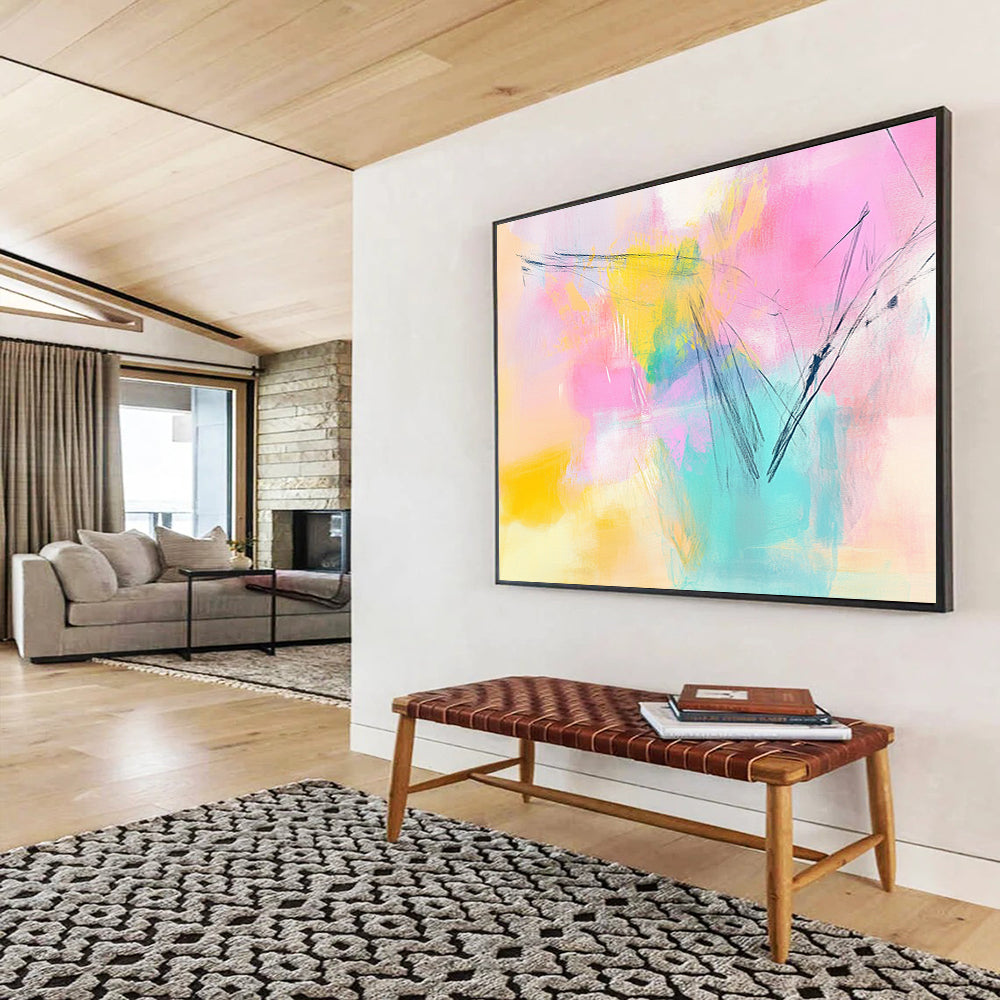 “Pastel Abstract Strokes” - Pink, Yellow, Green, Blue, Purple - Soft Abstract Strokes - Acrylic Painting HB1322