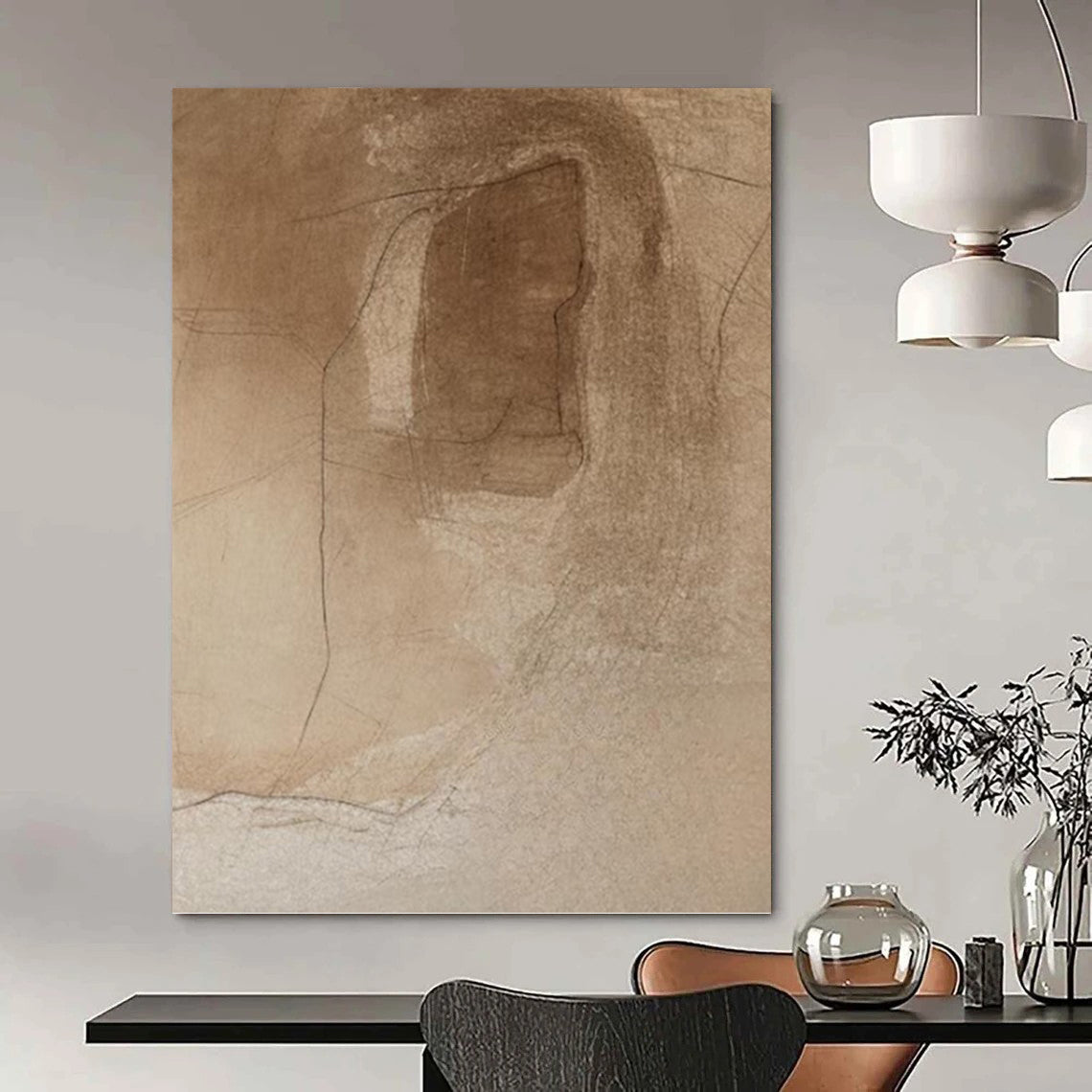 Vertical Hand - Painted Large Custom Abstract Creation for Bedroom and Living Room DKH1659
