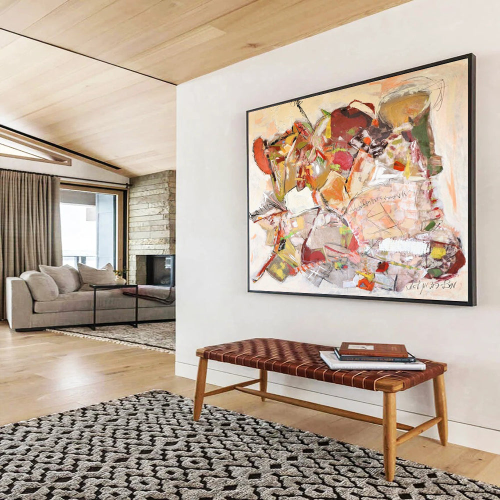 Warm - Toned Abstract Collage - Cozy Living Room Art DLZ241