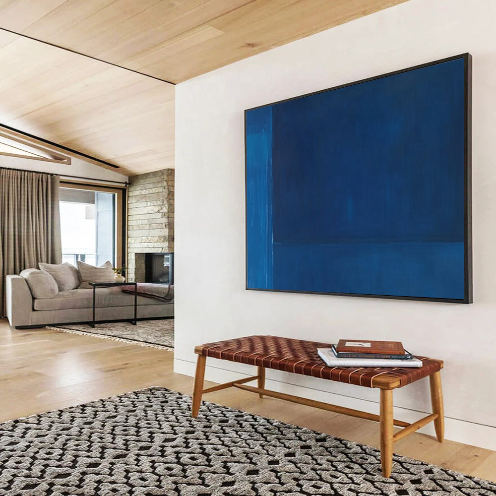 “Deep Blue Minimalist Blocks” - Deep Blue, Block Shapes, Minimalist Painting On Canvas HB0844