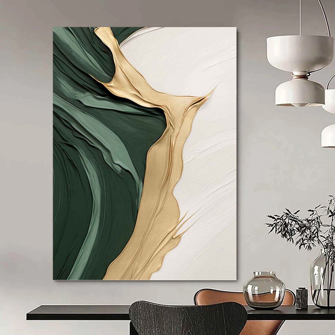 Oversized - Format Hand - Painted Textured Custom Abstract Gemstone, for Hotels and Entryway DKH1496