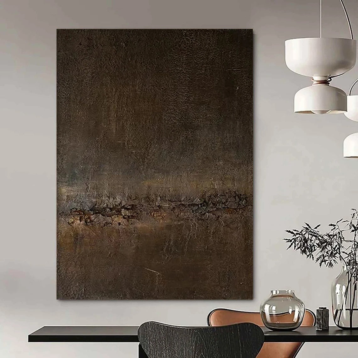 Giga - Sized Hand - Painted Textured Custom Abstract Gem for Dining Room and Bar DTP057