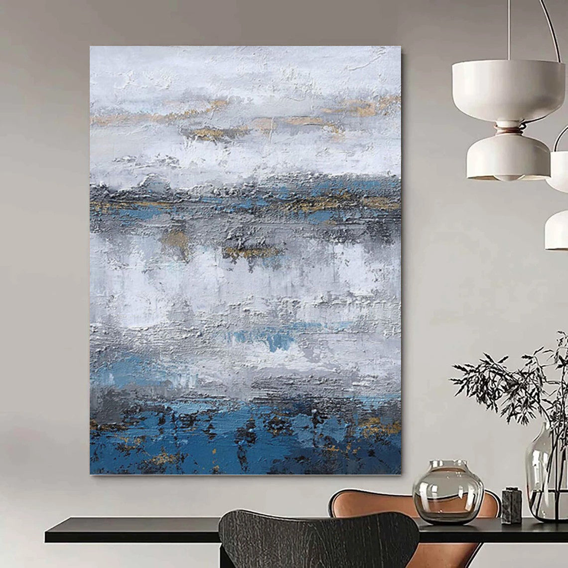 Oversized Hand - Painted Textured Abstract Painting for Greenhouse & Botanical Garden DKH1226