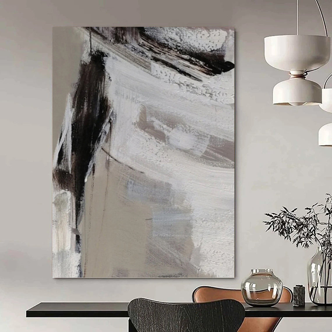 Graceful Hand - Painted Textured Abstract Painting for Dining Room & Bar DKH1304